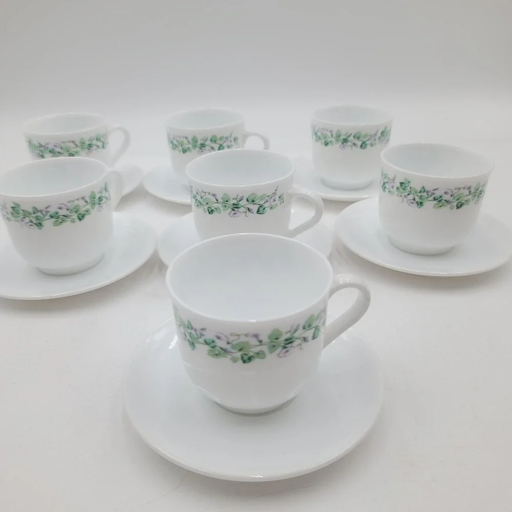 14pc Martha Stewart Everyday Tea Cup & Saucer Set Floral Morning Glory France